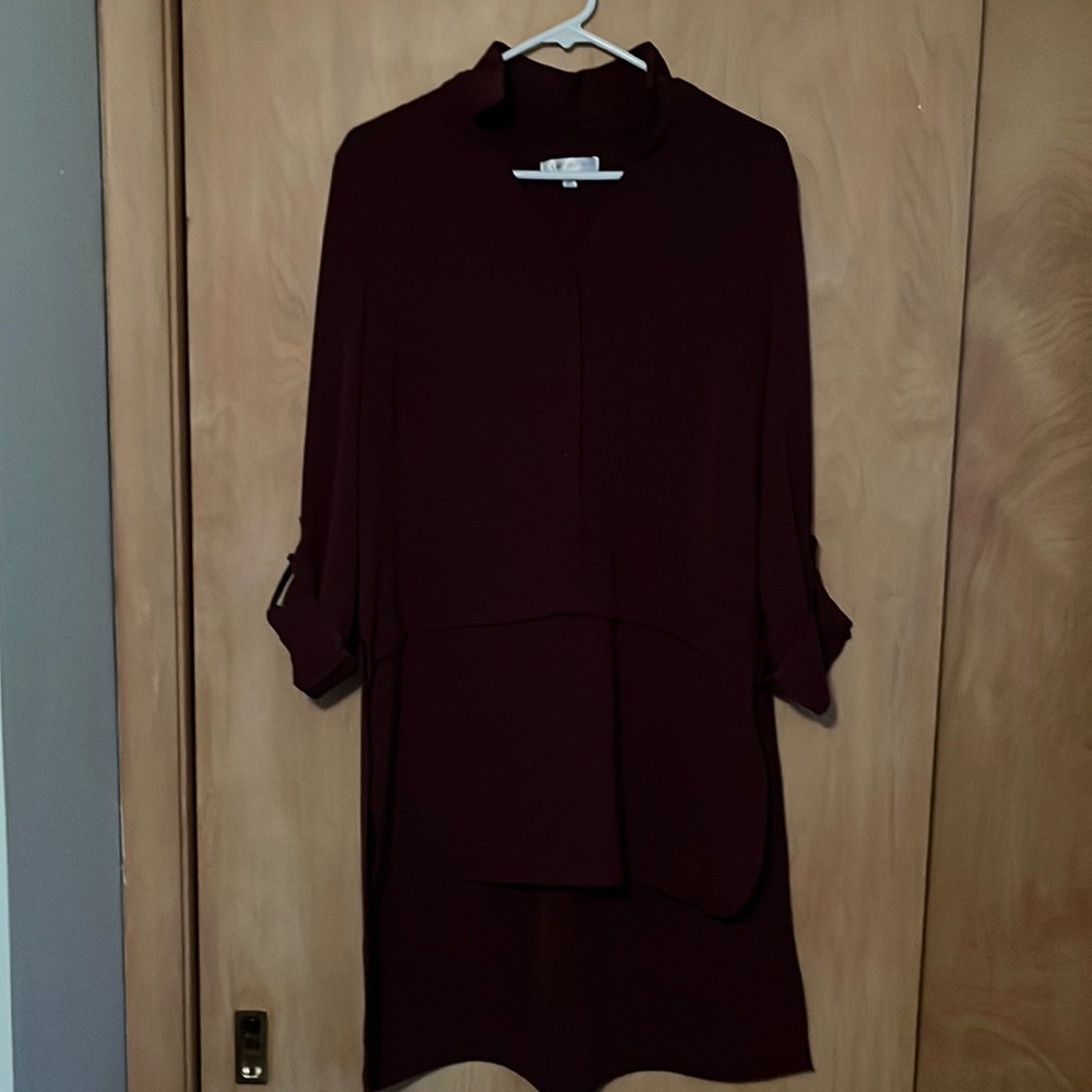 Burgundy long sleeve dress like shirt